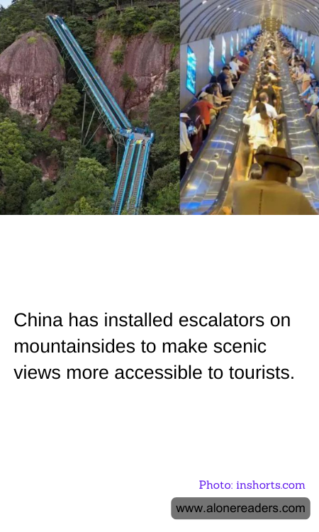 China has installed escalators on mountainsides to make scenic views more accessible to tourists.